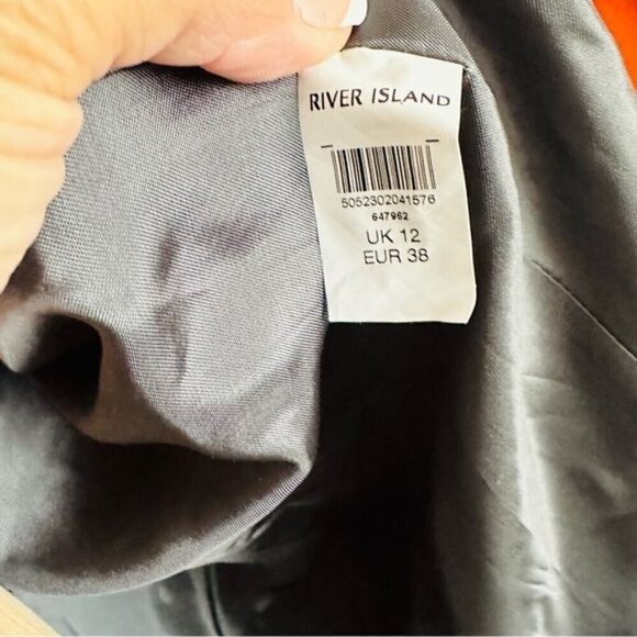 River Island Rare Hard to find Color block Tan mobwife Trench coat size 8 - Picture 8 of 10